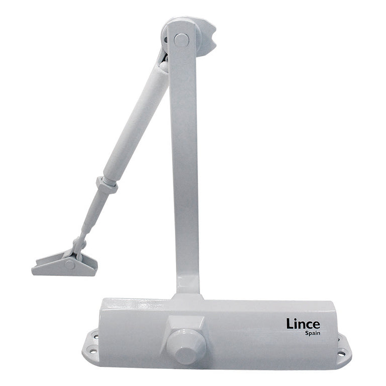 Cierrapuertas hidráulico Lince CPA24 color blanco con brazo articulado