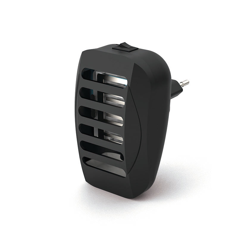 Enchufe matamosquitos LISTA Insecta K9 negro con luz UV LED y bandeja recogedora