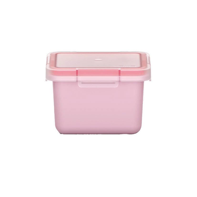 Contenedor porta-alimentos Valira cuadrado color rosa con tapa hermética