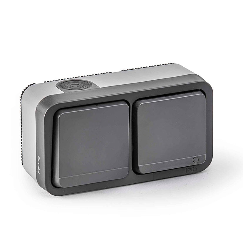 Mecanismo estanco horizontal Famatel Aquaris con doble tapa gris
