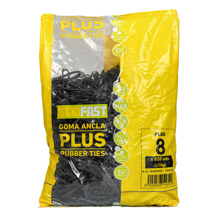 Bolsa de gomas ancla AgriFast Plus negras para sujeción agrícola reforzada y resistente a rayos UV