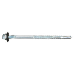 Tornillo broca autotaladrante DESA para panel sándwich con arandela de estanqueidad y cabeza hexagonal.