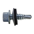 Tornillo autotaladrante de cabeza hexagonal con arandela de neopreno y punta de broca para metal