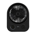 Vista frontal del termoventilador vertical JATA JCTV1240 negro con mandos de control y rejilla circular.