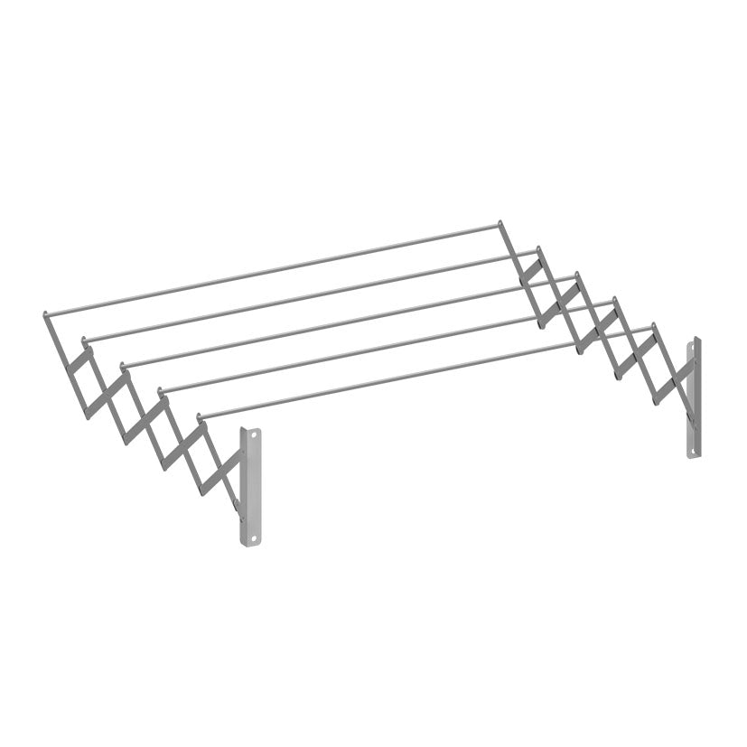 Tendedero de pared extensible Cuncial de aluminio con cinco varillas en posición abierta
