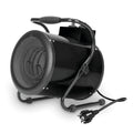 Calefactor industrial Fácula Etna negro con rejilla frontal y asa de transporte ergonómica.