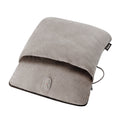 Calientapiés y masajeador de pies Beurer FM-28 en color gris con textura de pana y panel de control frontal.