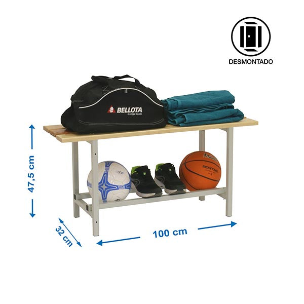 Banco de Vestuario Simonlocker 1000 Madera y Gris 475x1000x320mm