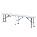 Banco Plegable de Polietileno 182 cm Blanco Portátil