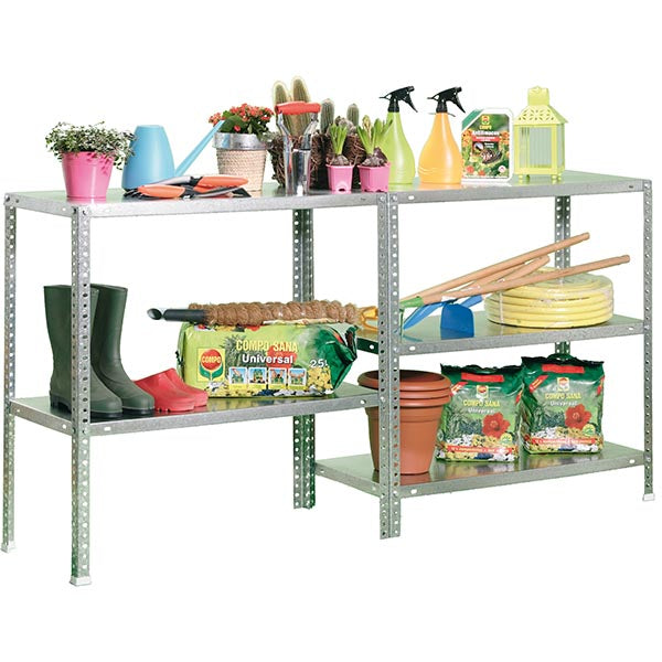 Ejemplo de montaje modular de la Simonrack Comfort Plus configurada como mesa de trabajo para taller o garaje.