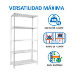 Etiqueta técnica oficial de la estantería Comfort Plus 5/400 que certifica los 500kg de carga y 5 años de garantía.