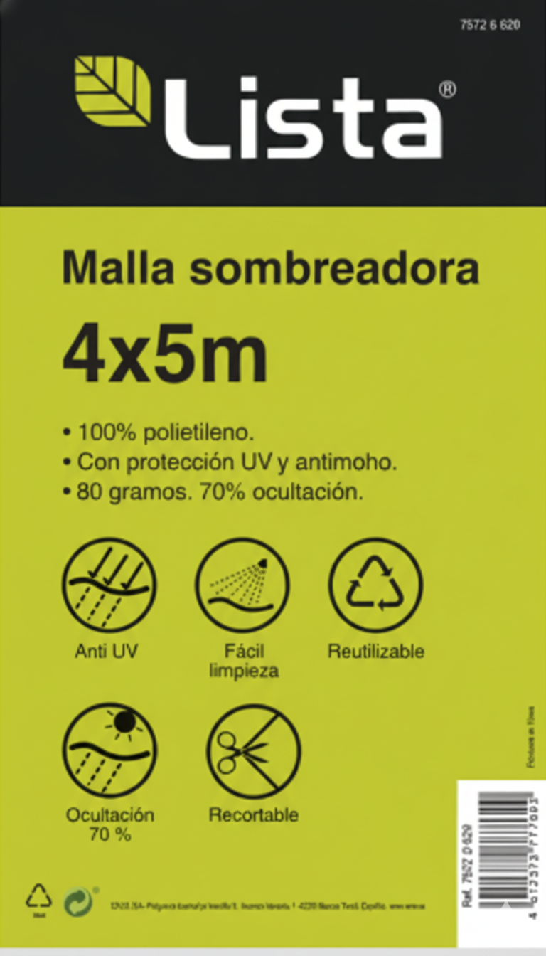 Malla Sombreadora Lista: Protección UV y Ocultación 70% (Verde/Negro)