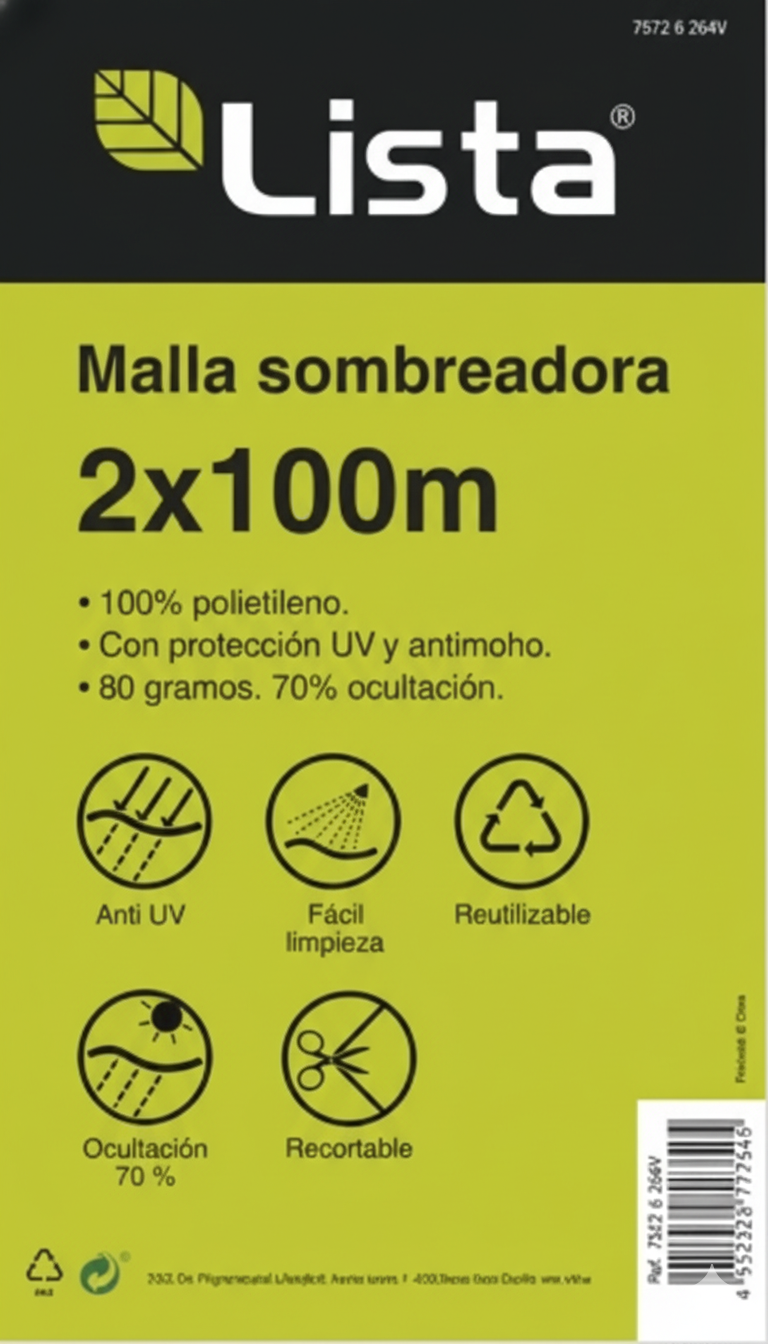 Malla Sombreadora Lista: Protección UV y Ocultación 70% (Verde/Negro)