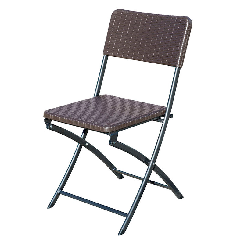 Mesa y Sillas Plegables de Exterior Imitación Ratán Marrón