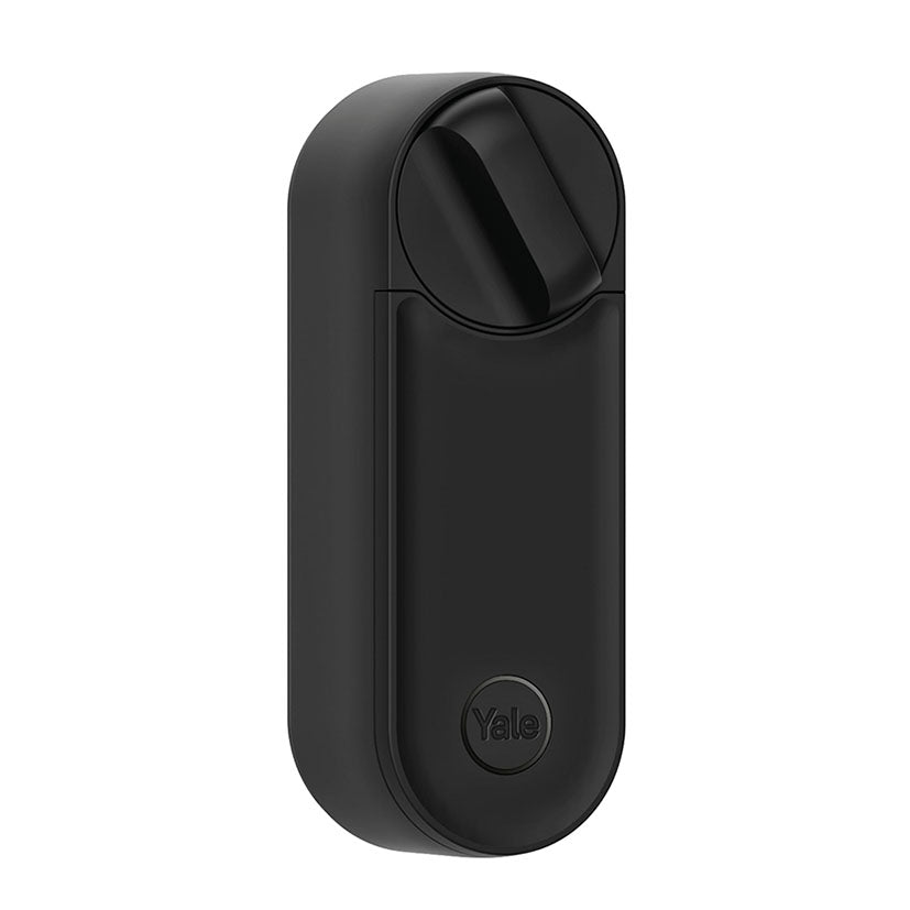Cerradura inteligente Yale Linus L2 en acabado negro mate vista lateral.