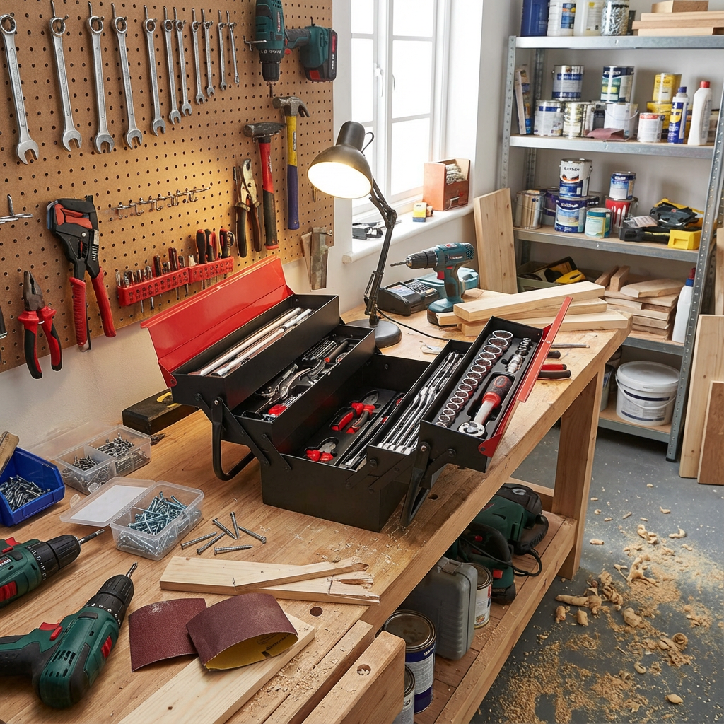 Caja de Herramientas Metálica Cantilever RATIO 6978 - Set Profesional 63 Piezas