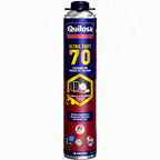 Bote de Espuma PU Quilosa Ultra Fast 70 de 870ml color azul, con indicación de secado rápido y aislamiento acústico para instalación de ventanas.