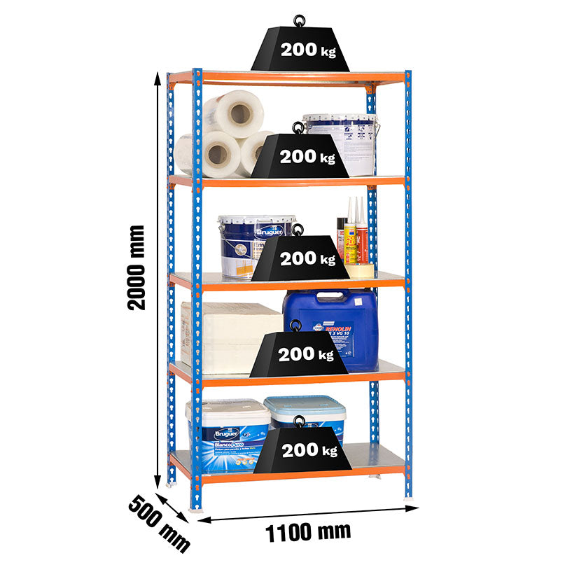 Estante SimonClick Superplus soportando carga pesada de 200kg demostrando estabilidad y seguridad