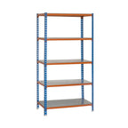 Estantería metálica blanca SimonClick Superplus de 5 niveles con sistema de montaje sin tornillos