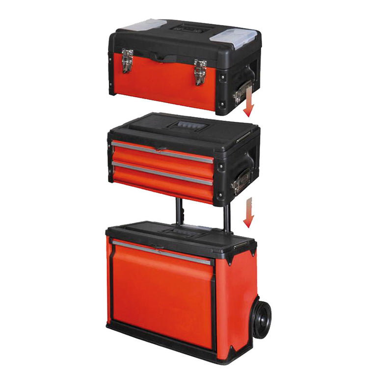 Despiece de los 3 módulos separables del carro de herramientas Ratio Hardbox.